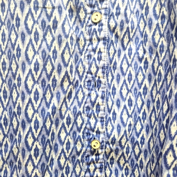 Catherines Blue White Abstract Diamond  Print Cotton Blouse Plus Sz Petite 2XWP - Picture 5 of 6